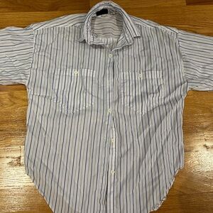 Vintage Women's Blue Striped Blouse